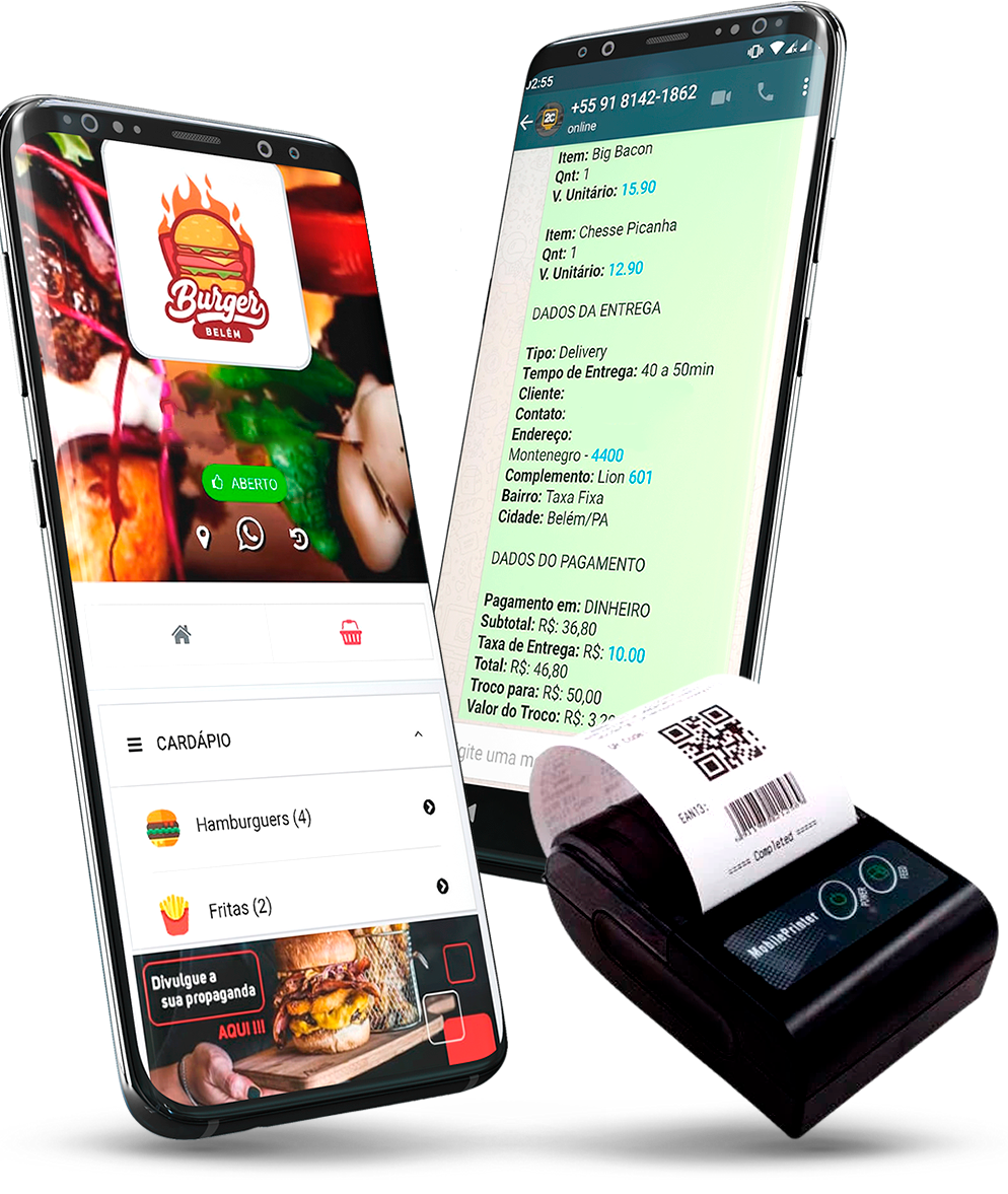 Tela do aplicativo mostrando pedidos no WhatsApp